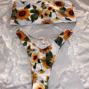 Sunflower Strapless Bathing Suit Set